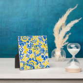 Folklore-Muster mit ukrainischen Flaggenfarben Fotoplatte (InSitu)