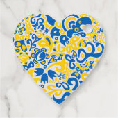 Folklore-Muster mit ukrainischen Flaggenfarben Geschenkanhänger (Rückseite)
