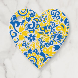 Folklore-Muster mit ukrainischen Flaggenfarben Geschenkanhänger