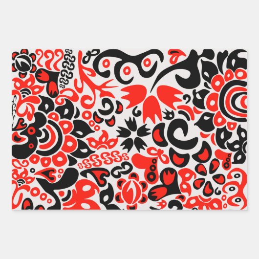 Folklore-Muster mit ukrainischen Flaggenfarben Geschenkpapier Set (Vorderseite 3)
