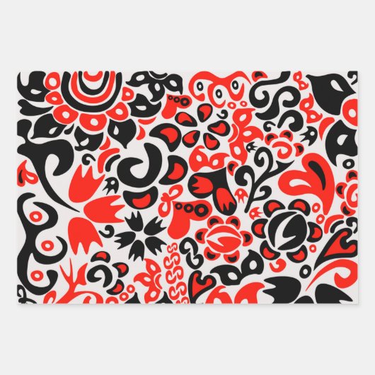 Folklore-Muster mit ukrainischen Flaggenfarben Geschenkpapier Set (Vorderseite 2)