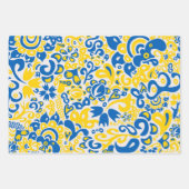 Folklore-Muster mit ukrainischen Flaggenfarben Geschenkpapier Set (Vorderseite)