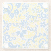 Folklore-Muster mit ukrainischen Flaggenfarben Glasuntersetzer (Rückseite)