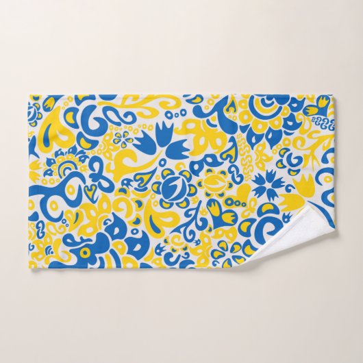 Folklore-Muster mit ukrainischen Flaggenfarben  Handtuch (Handtuch)