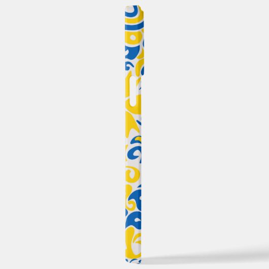 Folklore-Muster mit ukrainischen Flaggenfarben iPhone Hülle (Rechte Seite)