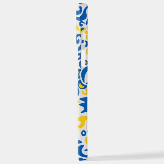 Folklore-Muster mit ukrainischen Flaggenfarben iPhone Hülle (Linke Seite)