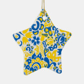 Folklore-Muster mit ukrainischen Flaggenfarben Keramik Ornament (Rechts)