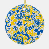 Folklore-Muster mit ukrainischen Flaggenfarben Keramik Ornament (Vorne)