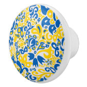 Folklore-Muster mit ukrainischen Flaggenfarben Keramikknauf (Rechts)