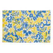 Folklore-Muster mit ukrainischen Flaggenfarben Kissenbezug (Rückseite)