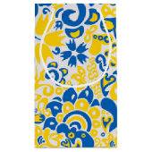 Folklore-Muster mit ukrainischen Flaggenfarben Kleine Geschenktüte (Rückseite)