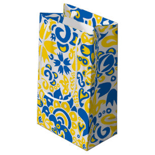 Folklore-Muster mit ukrainischen Flaggenfarben Kleine Geschenktüte