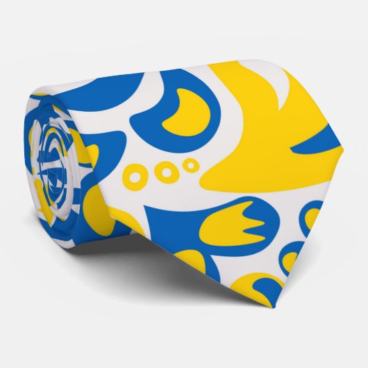 Folklore-Muster mit ukrainischen Flaggenfarben  Krawatte (Gerollt)