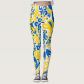 Folklore-Muster mit ukrainischen Flaggenfarben Leggings (Vorderseite)