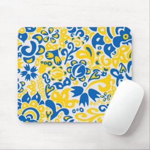 Folklore-Muster mit ukrainischen Flaggenfarben Mousepad
