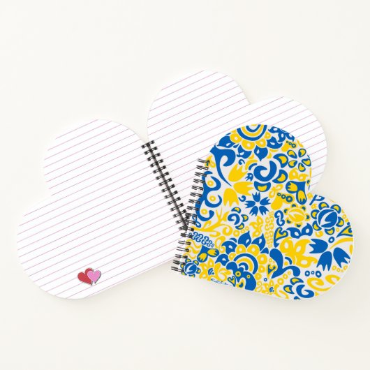 Folklore-Muster mit ukrainischen Flaggenfarben Notizblock (Innenseite)