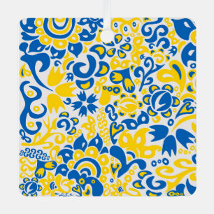 Folklore-Muster mit ukrainischen Flaggenfarben Ornament Aus Metall