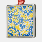 Folklore-Muster mit ukrainischen Flaggenfarben Ornament Aus Metall (Links)