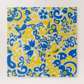 Folklore-Muster mit ukrainischen Flaggenfarben Puzzle (Horizontal)