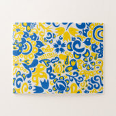Folklore-Muster mit ukrainischen Flaggenfarben Puzzle (Horizontal)