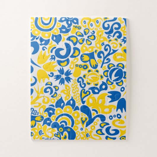 Folklore-Muster mit ukrainischen Flaggenfarben Puzzle (Vertikal)