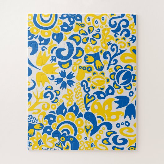 Folklore-Muster mit ukrainischen Flaggenfarben Puzzle (Vertikal)