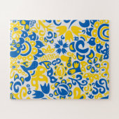 Folklore-Muster mit ukrainischen Flaggenfarben Puzzle (Horizontal)