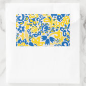Folklore-Muster mit ukrainischen Flaggenfarben Rechteckiger Aufkleber (Tasche)