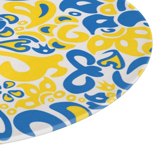 Folklore-Muster mit ukrainischen Flaggenfarben Schneidebrett (Ecke)