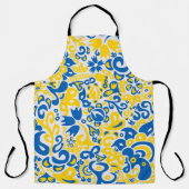 Folklore-Muster mit ukrainischen Flaggenfarben Schürze (Vorderseite)