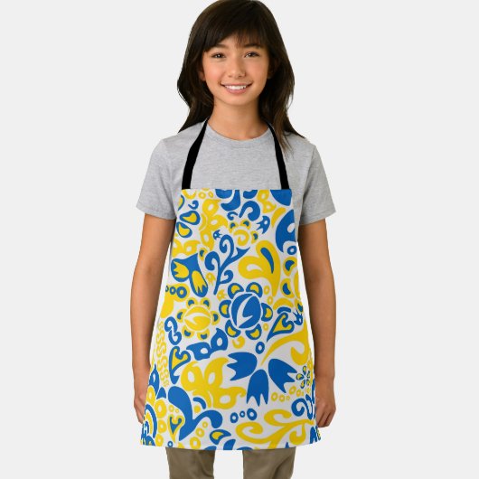 Folklore-Muster mit ukrainischen Flaggenfarben Schürze (Insitu)