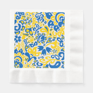 Folklore-Muster mit ukrainischen Flaggenfarben Serviette