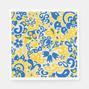 Folklore-Muster mit ukrainischen Flaggenfarben Serviette