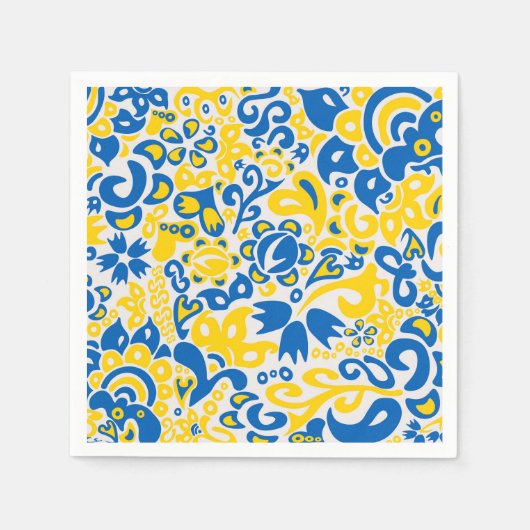 Folklore-Muster mit ukrainischen Flaggenfarben Serviette (Vorderseite)
