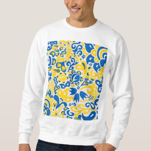 Folklore-Muster mit ukrainischen Flaggenfarben Sweatshirt (Vorderseite)