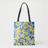 Folklore-Muster mit ukrainischen Flaggenfarben Tasche (Vorderseite)