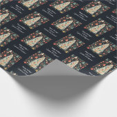 Folklore Muster Weihnachtsbaum Vögel Florals Name Geschenkpapier (Ecke)