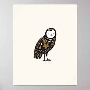 Folklore Owl Kinderzimmer Print Bird Poster