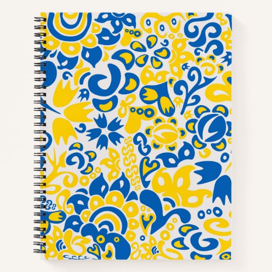 Folklore pattern with Ukrainian flag colors Notizblock (Vorderseite)