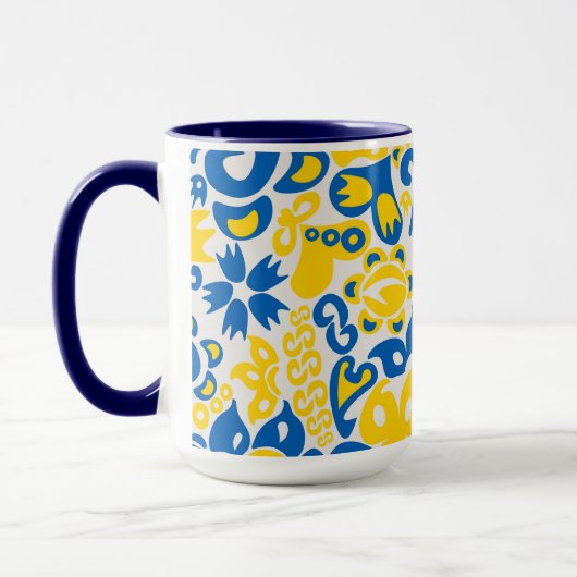 Folklore pattern with Ukrainian flag colors  Tasse (Links)