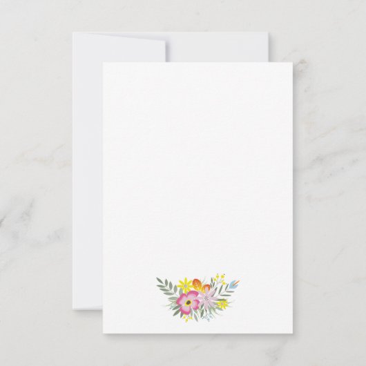 Folklore-rosa Blume Moderne Blumenhochzeit RSVP (Rückseite)