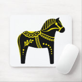 Folklore, schwarz/gelb/gold, Dala-Pferd, Folk Frie Mousepad (Mit Mouse)