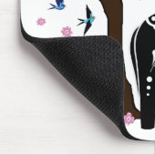Folklore, Schwarz/Weiß-Dala-Pferd, Folk Bird/Blume Mousepad (Ecke)