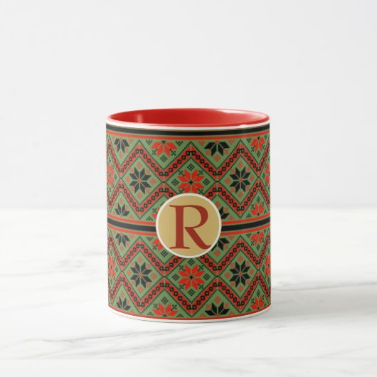 Folklore-Tasse Personalisiert Monogram RED GREEN G Tasse (Zentrum)