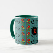 Folklore-Tasse Personalisiert Monogram Türkis Xmas Tasse (Vorderseite Links)