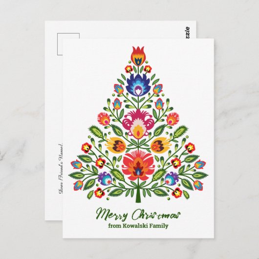 Folklore-Verzauberung: Ein Lowicz-inspiriertes Wei Postkarte (Vorne/Hinten)