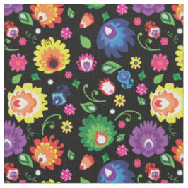 Folkloreblüte - Schwarze Blume Stoff