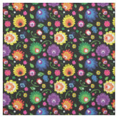 Folkloreblüte - Schwarze Blume Stoff (Muster)