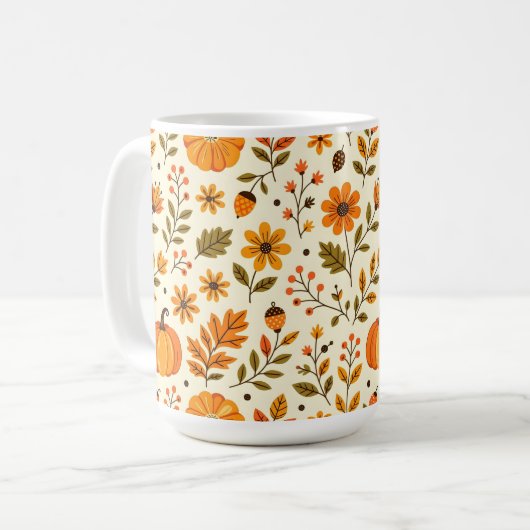 Folklorekunst Blume Erntedank Kaffeetasse (Vorderseite Links)