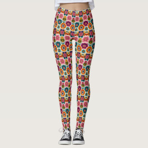 Folklorekunst Blume Retro Bohemisches Blumenmuster Leggings